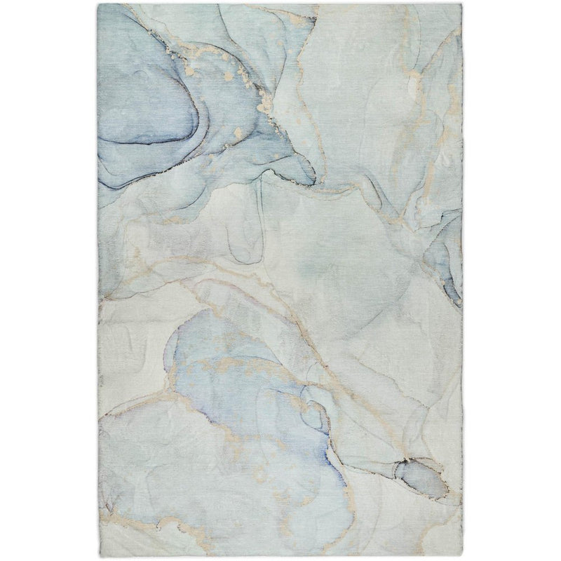 10' X 14' Sky Blue And Blue Abstract Shag Washable Area Rug With UV Protection
