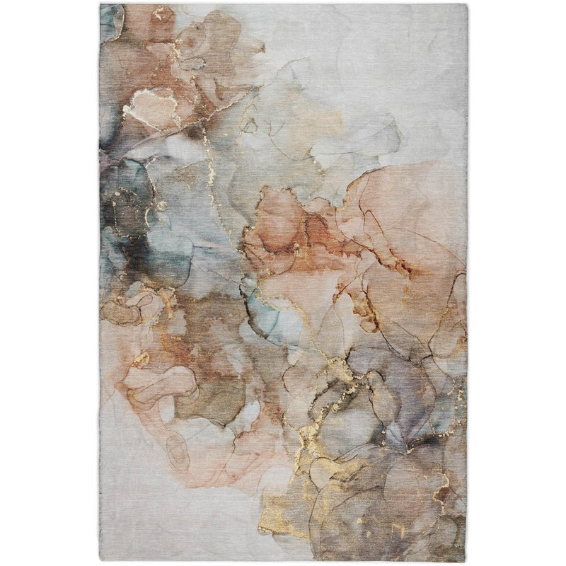 3' X 5' Beige And Gray Abstract Shag Washable Area Rug With UV Protection