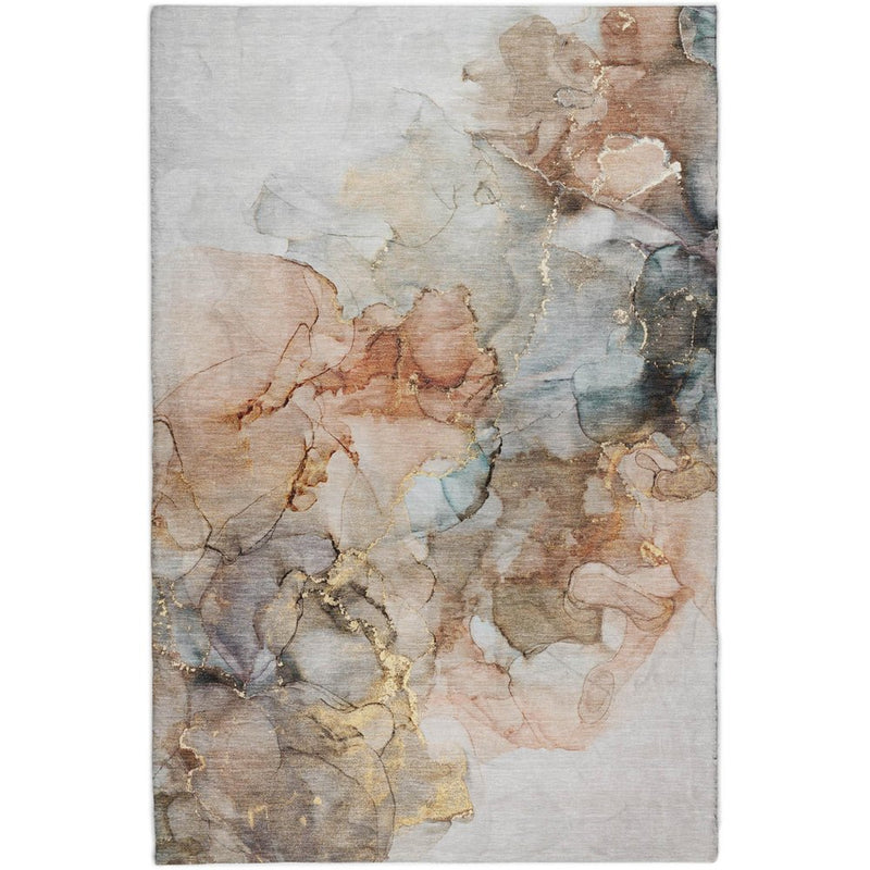 3' X 5' Beige And Gray Abstract Shag Washable Area Rug With UV Protection