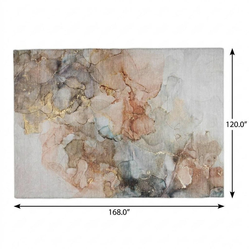 10' X 14' Beige And Gray Abstract Shag Washable Area Rug With UV Protection