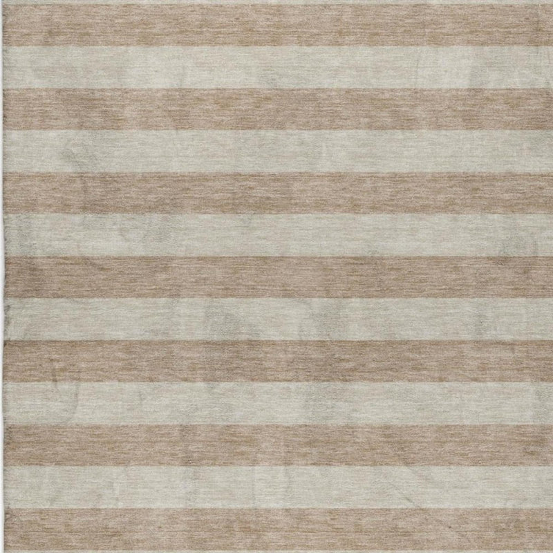 8' X 10' Beige And Taupe Striped Shag Washable Area Rug With UV Protection