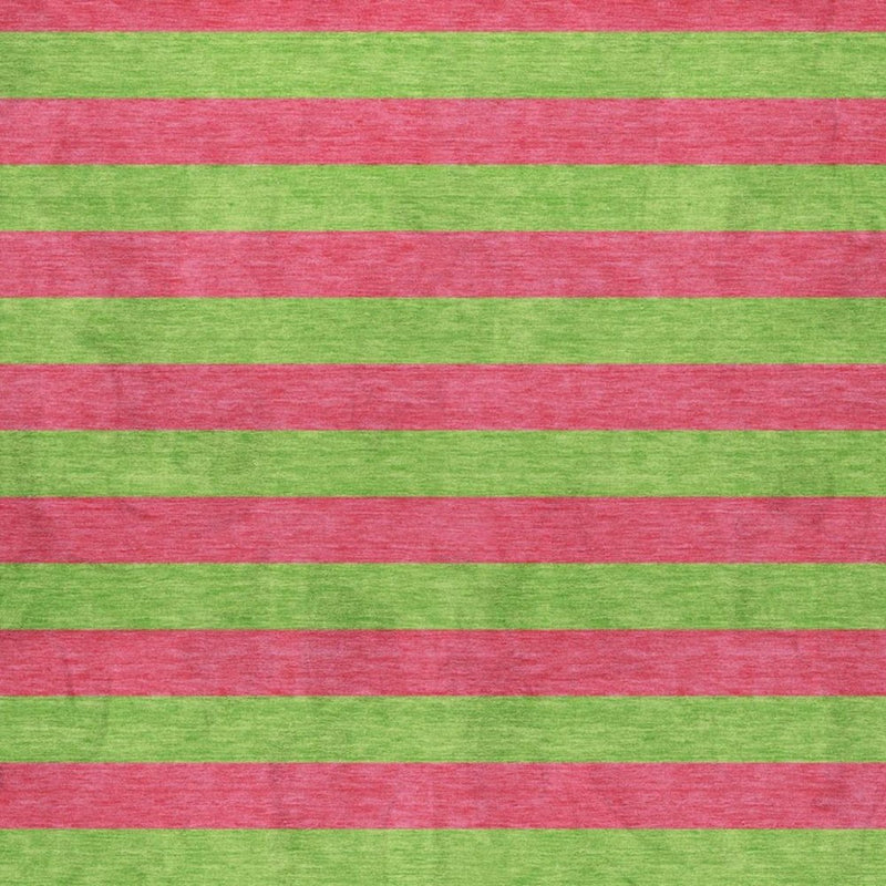 10' X 14' Blush And Green Striped Shag Washable Area Rug With UV Protection