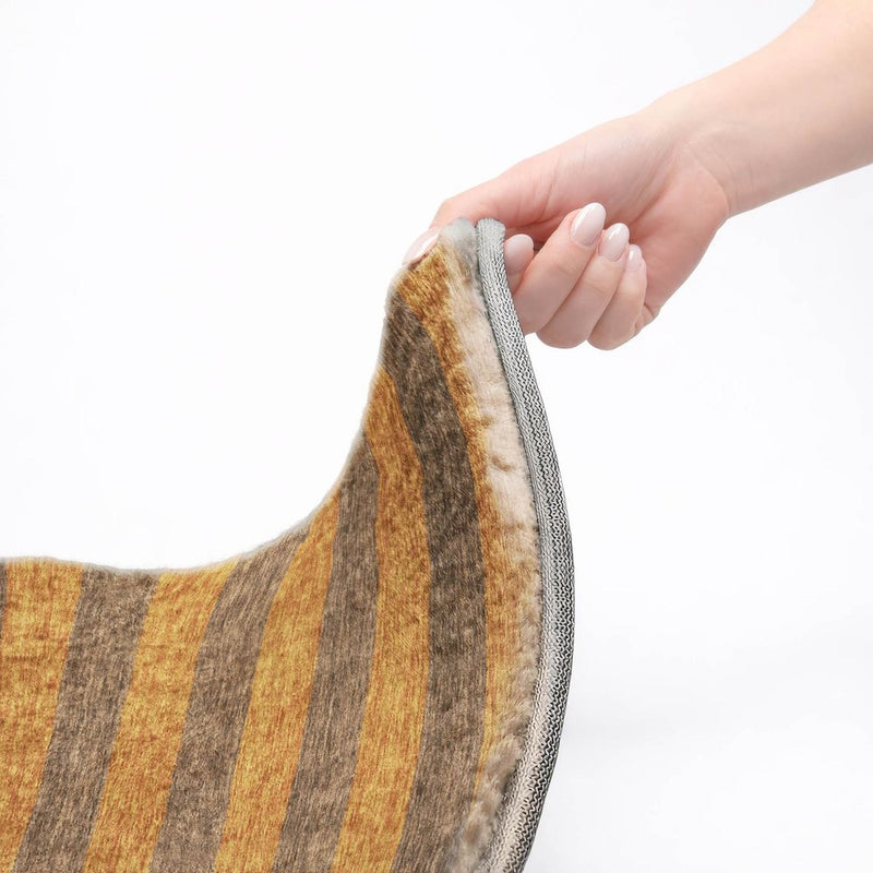 3' X 5' Brown And Copper Striped Shag Washable Area Rug With UV Protection