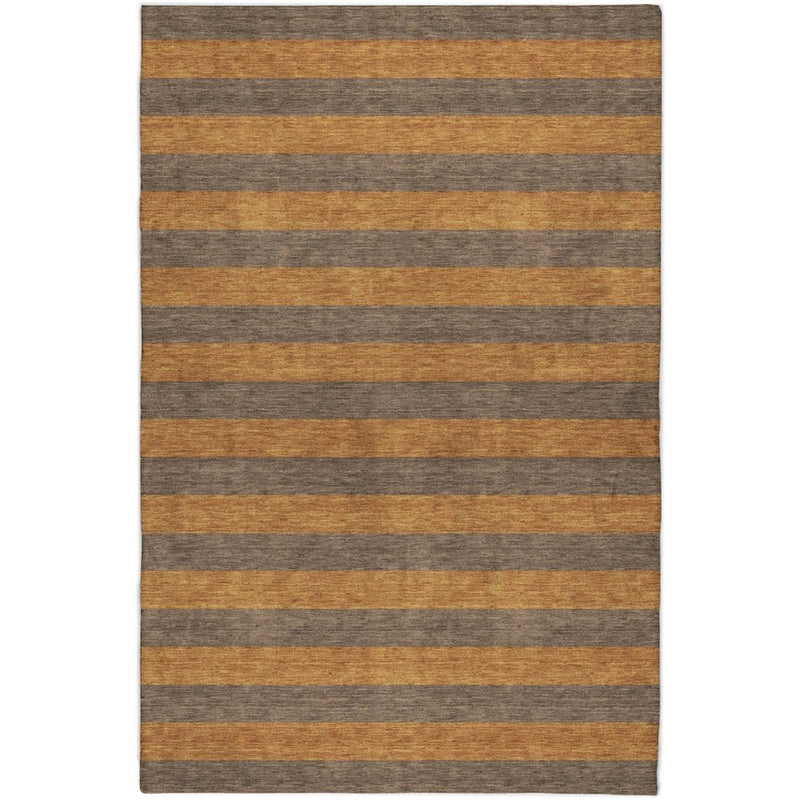 5' X 8' Brown And Copper Striped Shag Washable Area Rug With UV Protection