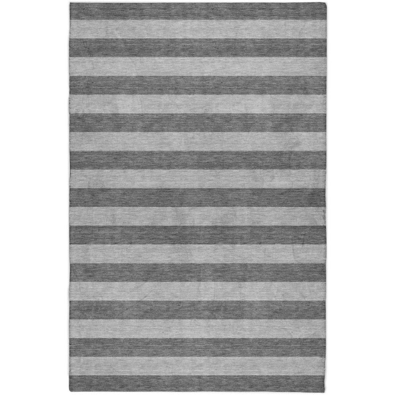 3' X 5' Granite Gray And Gray Striped Shag Washable Area Rug With UV Protection