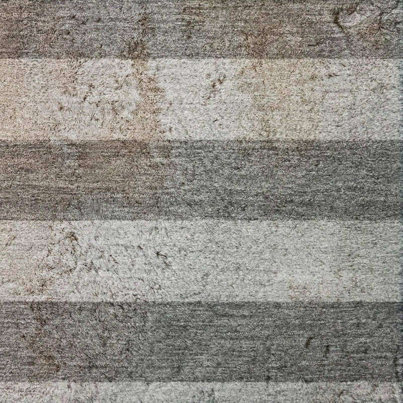 3' X 5' Granite Gray And Gray Striped Shag Washable Area Rug With UV Protection
