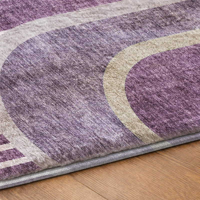 10' X 14' Purple And Plum Geometric Shag Washable Area Rug With UV Protection