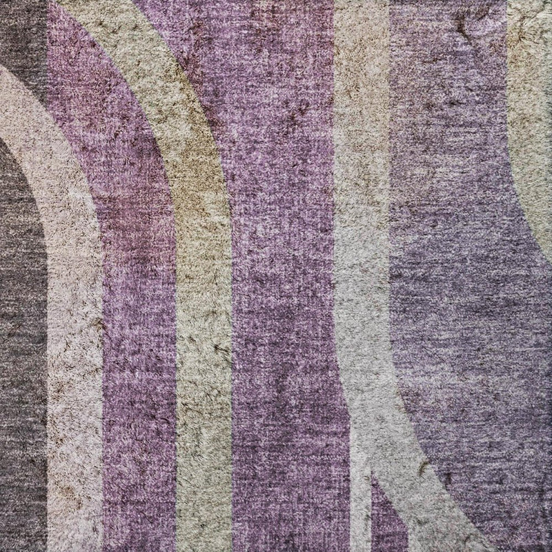 10' X 14' Purple And Plum Geometric Shag Washable Area Rug With UV Protection