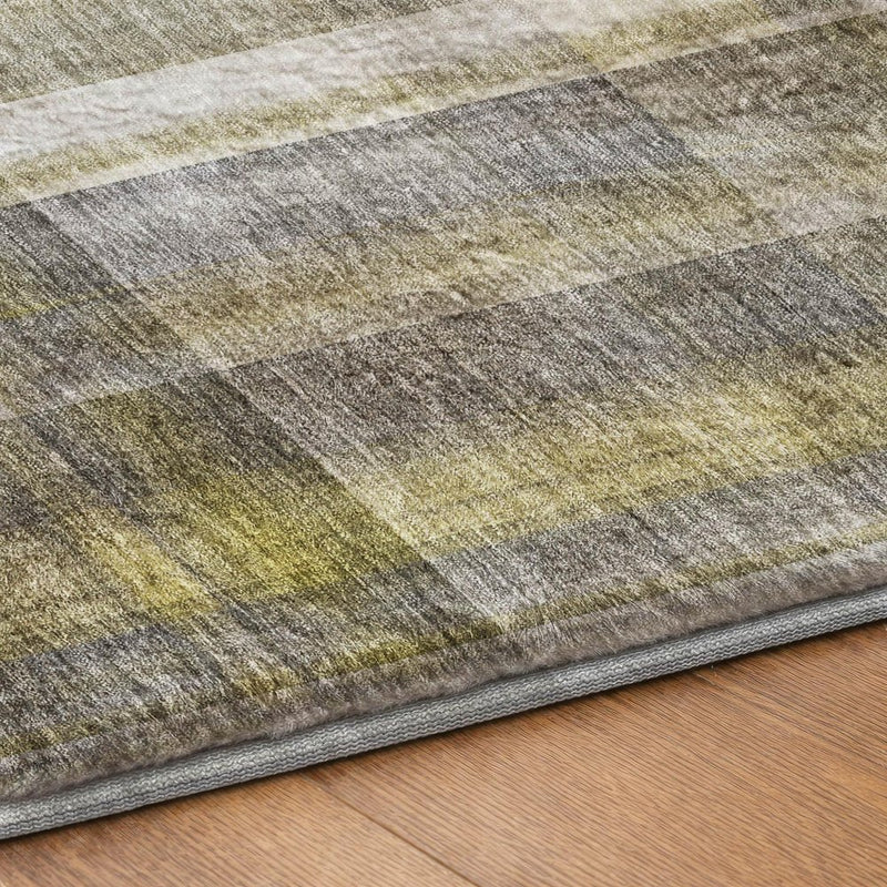 3' X 5' Gray And Charcoal Plaid Shag Washable Area Rug With UV Protection