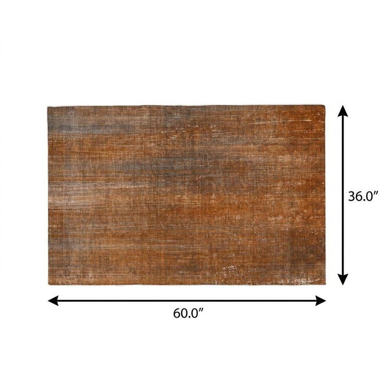 3' X 5' Orange And Gray Striped Shag Washable Area Rug With UV Protection
