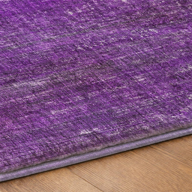 5' X 8' Purple And Gray Striped Shag Washable Area Rug With UV Protection