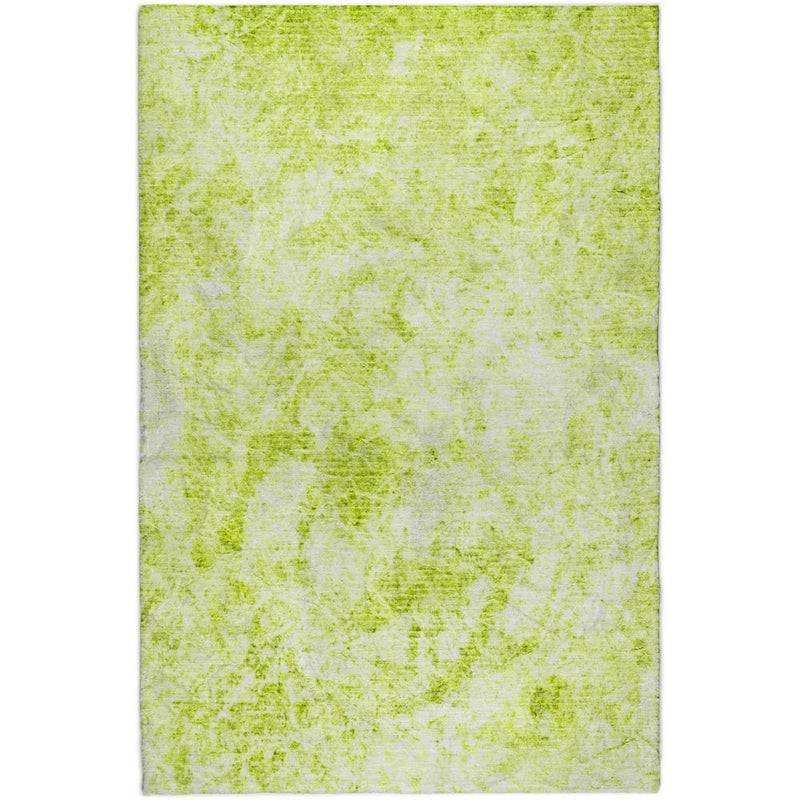 3' X 5' Green And Ivory Abstract Shag Washable Area Rug With UV Protection