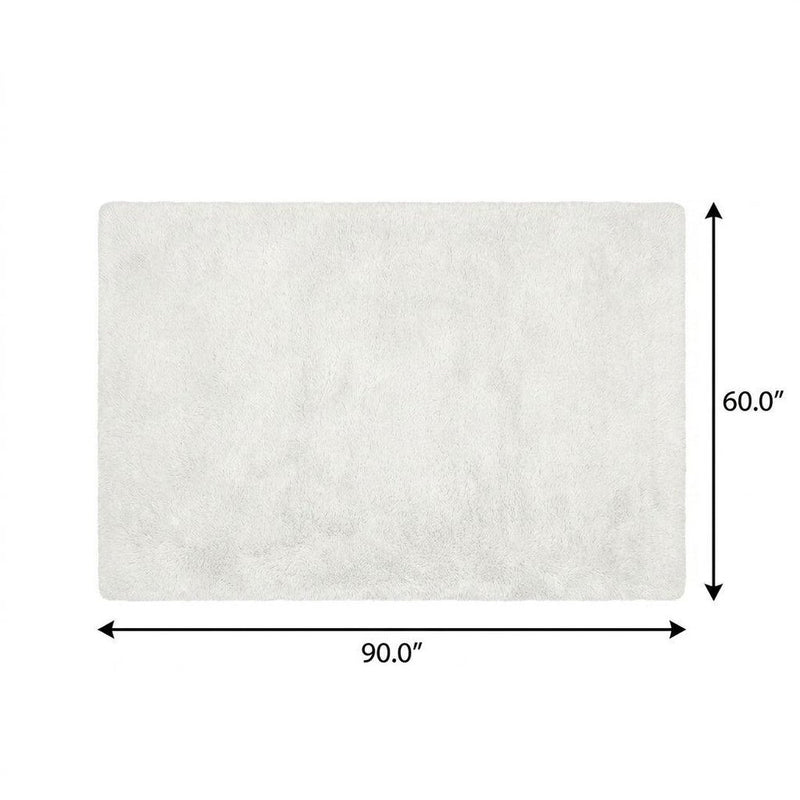 5' X 8' Green And Ivory Abstract Shag Washable Area Rug With UV Protection