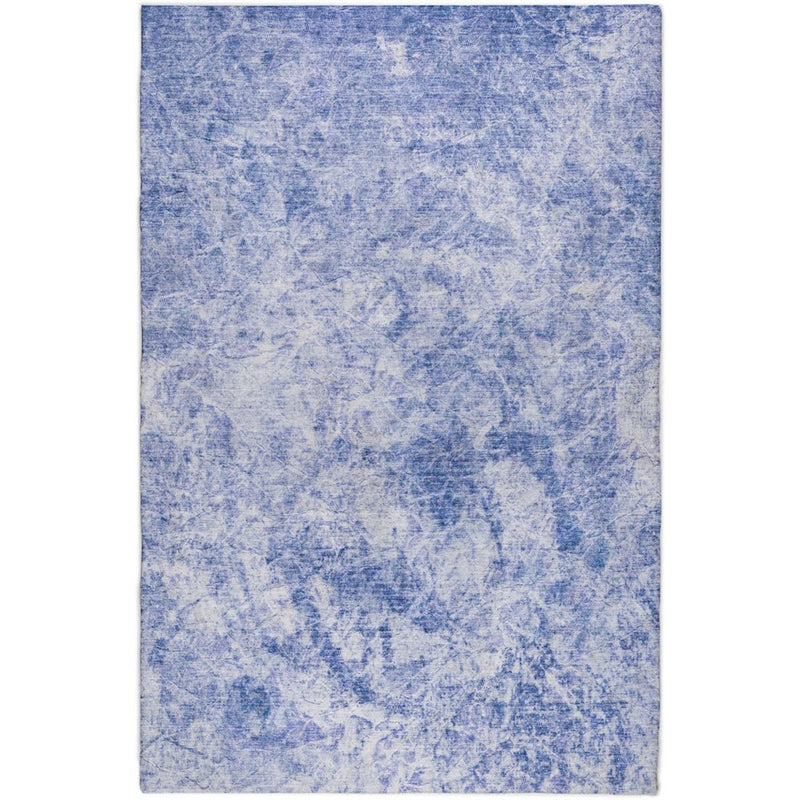 3' X 5' Blue And Ivory Abstract Shag Washable Area Rug With UV Protection