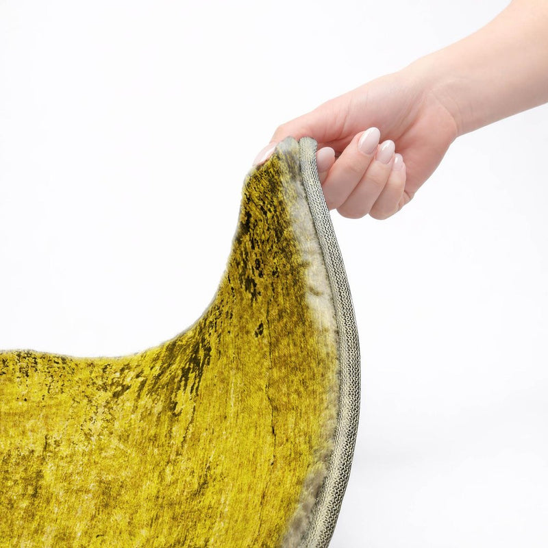 3' X 5' Gold And Gray Abstract Shag Washable Area Rug With UV Protection