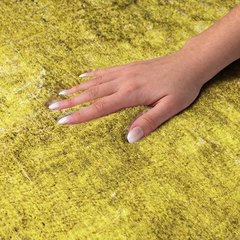 3' X 5' Gold And Gray Abstract Shag Washable Area Rug With UV Protection