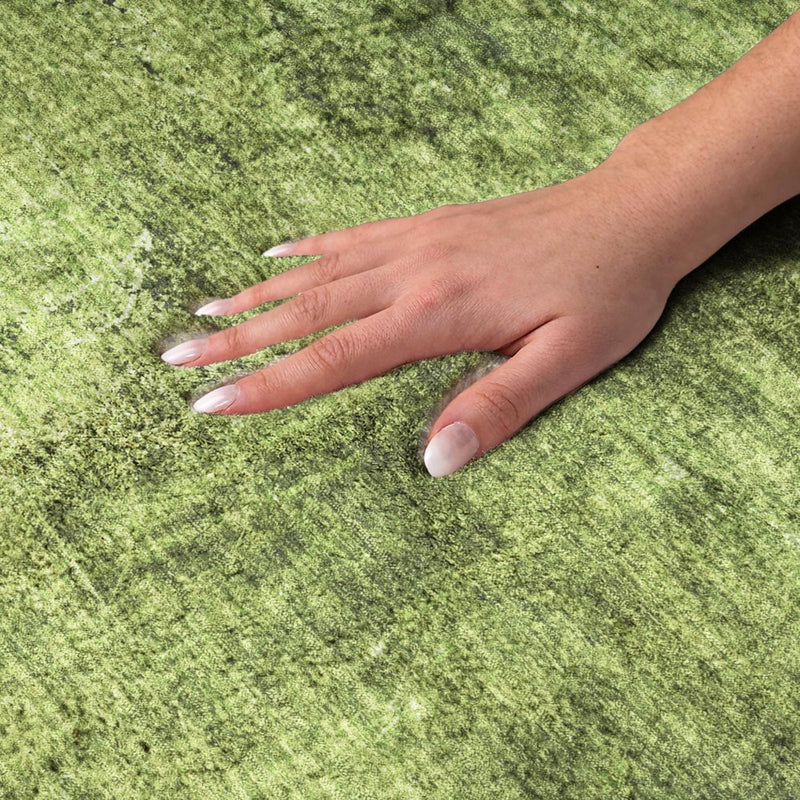 3' X 5' Green And Charcoal Abstract Shag Washable Area Rug With UV Protection