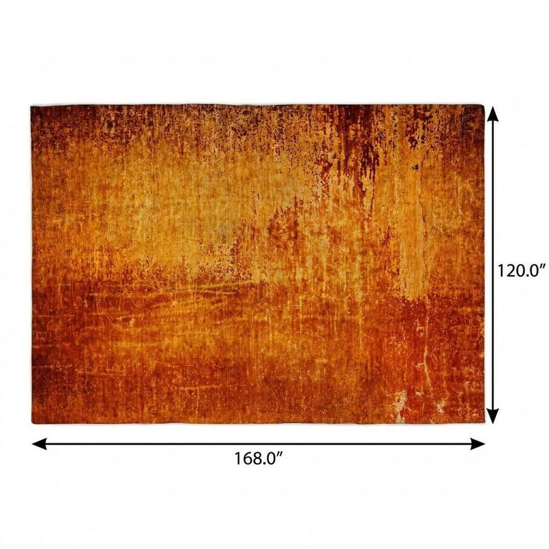 10' X 14' Orange And Charcoal Abstract Shag Washable Area Rug With UV Protection