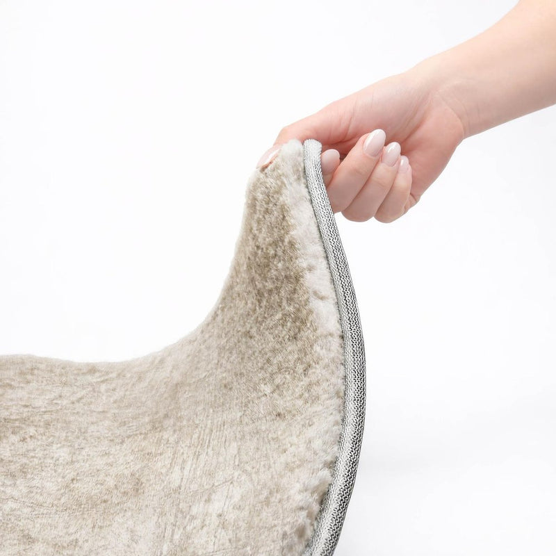 8' Ivory And Gray Abstract Shag Washable Round Rug With UV Protection