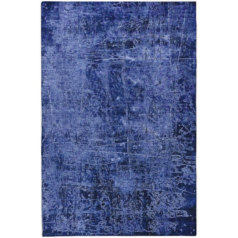 9' X 12' Navy Blue And Ivory Abstract Shag Washable Area Rug With UV Protection