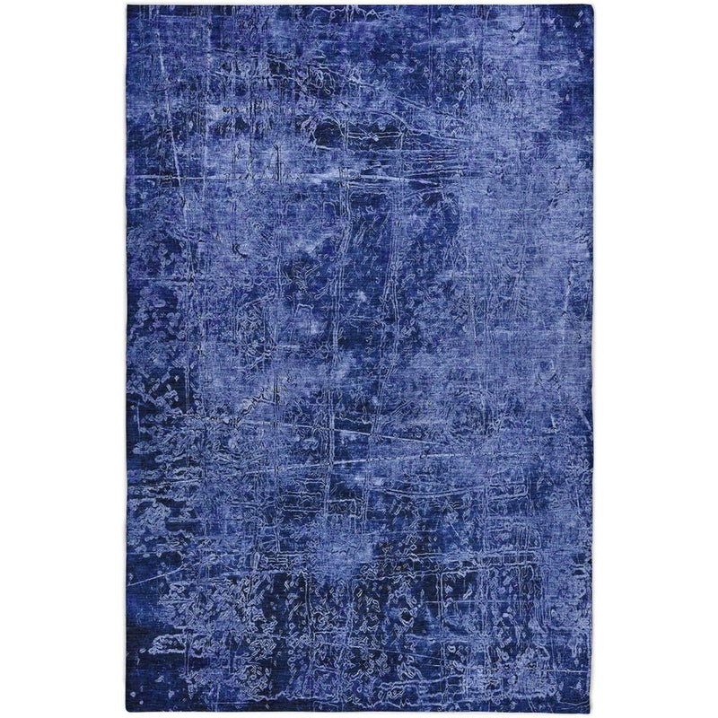 10' X 14' Navy Blue And Ivory Abstract Shag Washable Area Rug With UV Protection