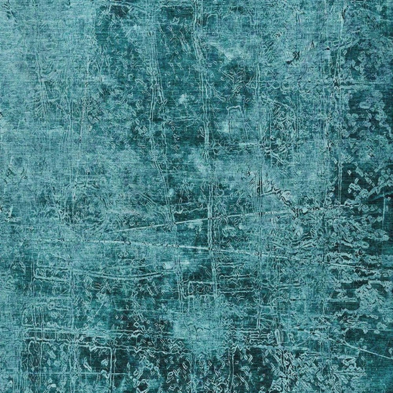 9' X 12' Teal And Ivory Abstract Shag Washable Area Rug With UV Protection