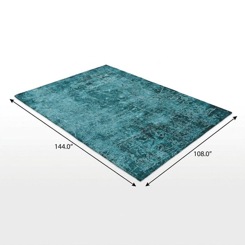 9' X 12' Teal And Ivory Abstract Shag Washable Area Rug With UV Protection