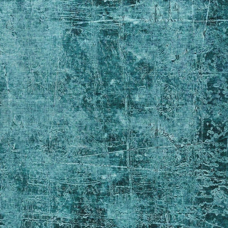10' X 14' Teal And Ivory Abstract Shag Washable Area Rug With UV Protection
