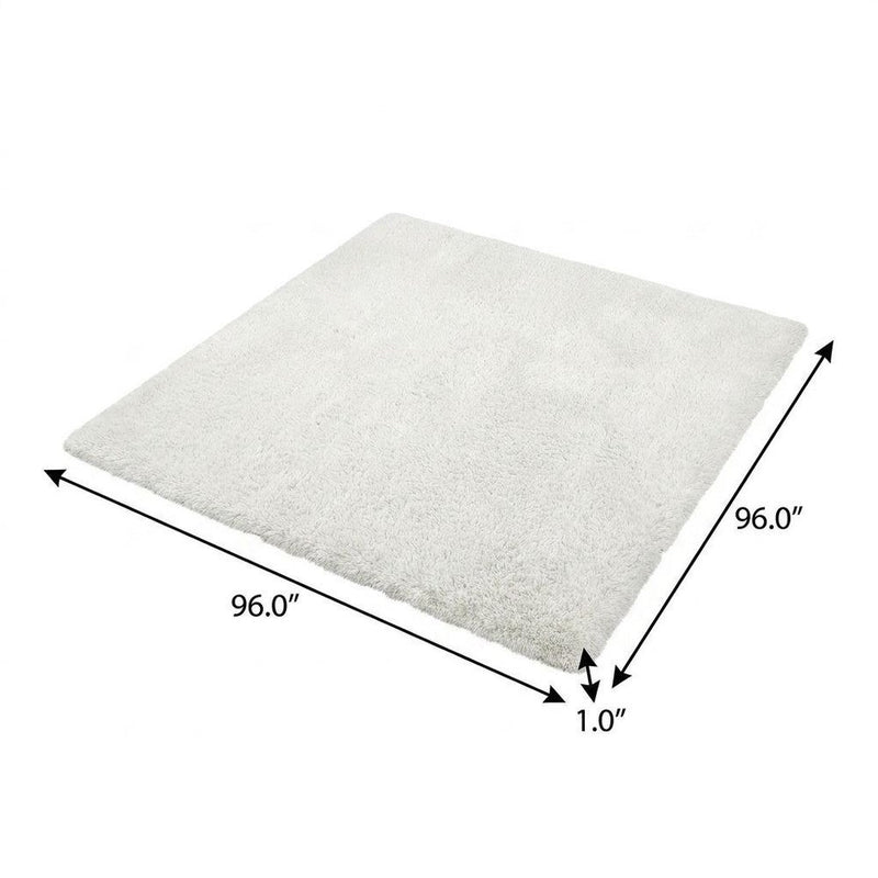 8' Beige And Ivory Floral Shag Washable Round Rug With UV Protection