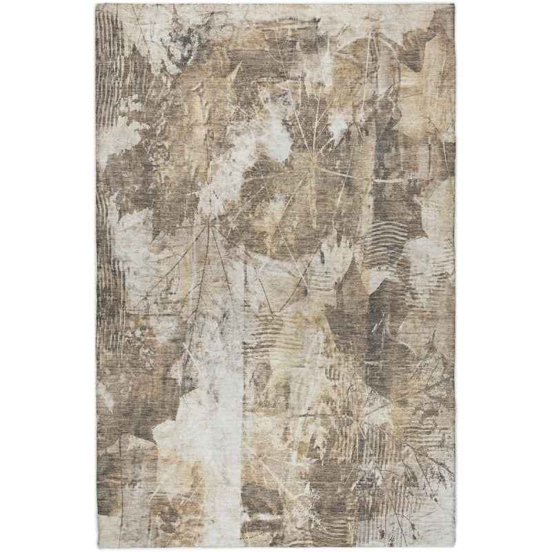 10' X 14' Beige And Ivory Floral Shag Washable Area Rug With UV Protection