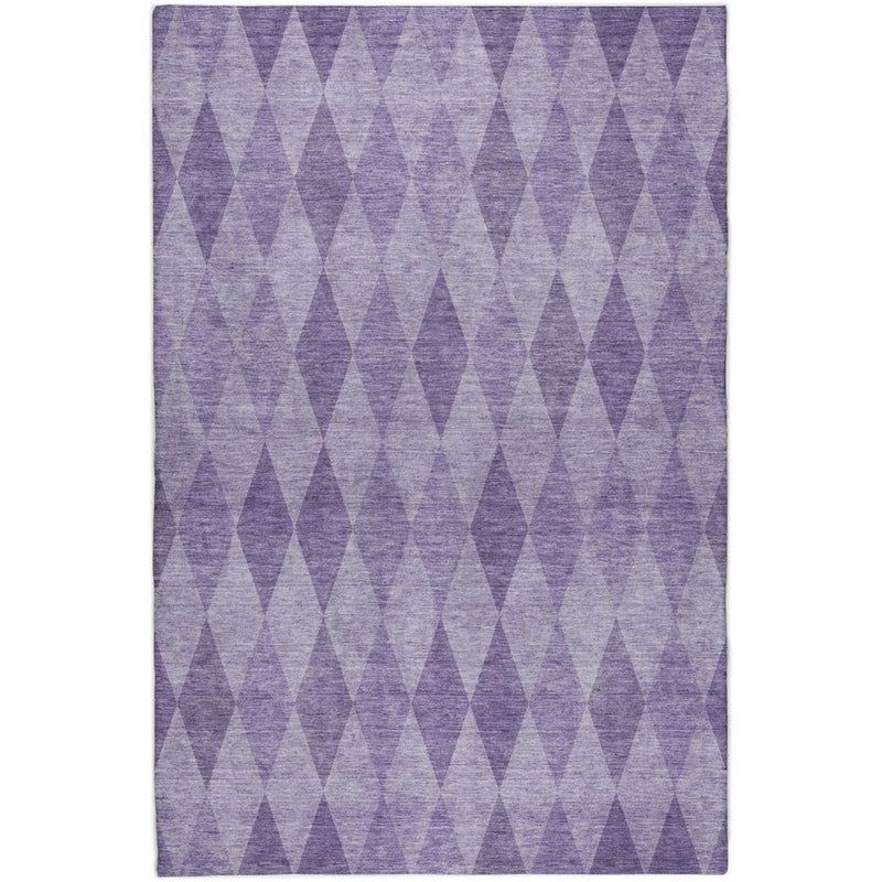 9' X 12' Purple And Lavender Geometric Shag Washable Area Rug With UV Protection