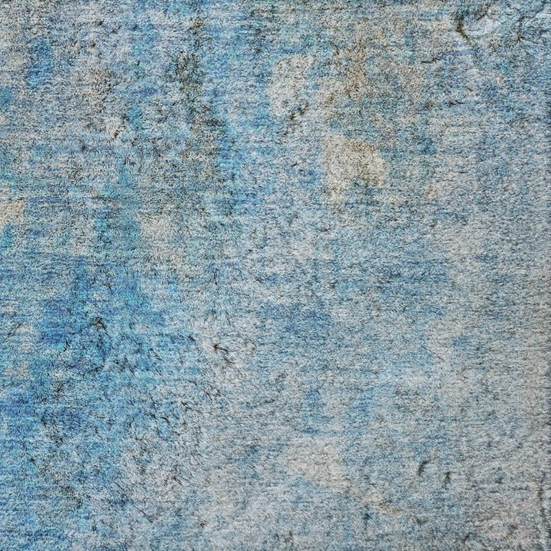 9' X 12' Blue And Denim Blue Abstract Shag Washable Area Rug With UV Protection