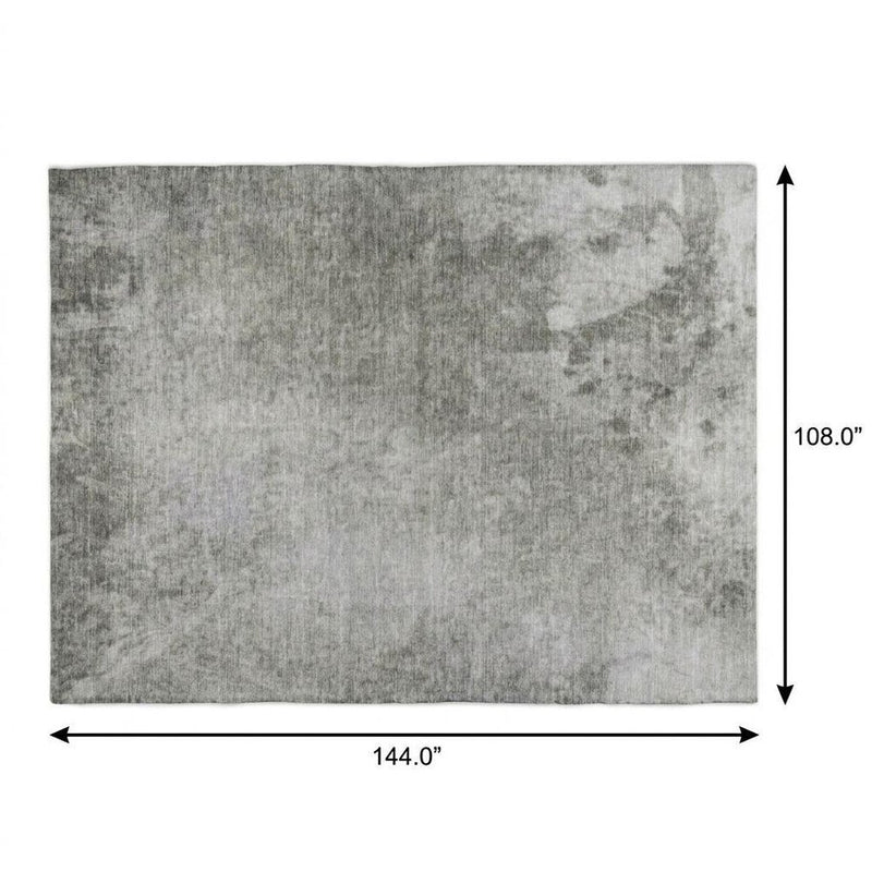 9' X 12' Gray And Silver Abstract Shag Washable Area Rug With UV Protection