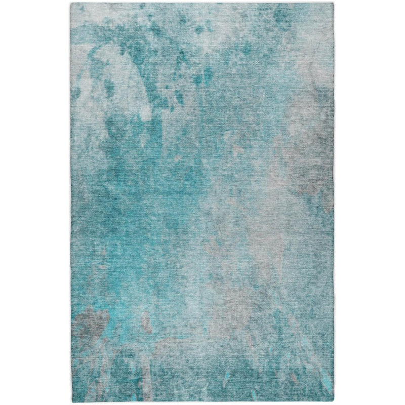 9' X 12' Teal And Gray Abstract Shag Washable Area Rug With UV Protection