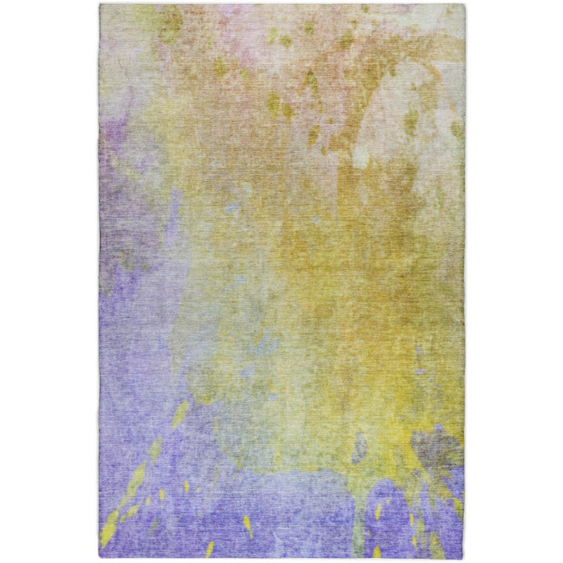 5' X 8' Wheat And Gold Abstract Shag Washable Area Rug With UV Protection