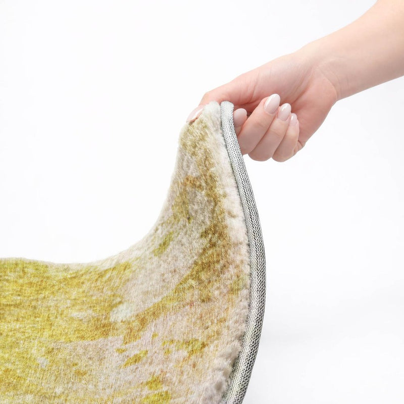 9' X 12' Wheat And Gold Abstract Shag Washable Area Rug With UV Protection