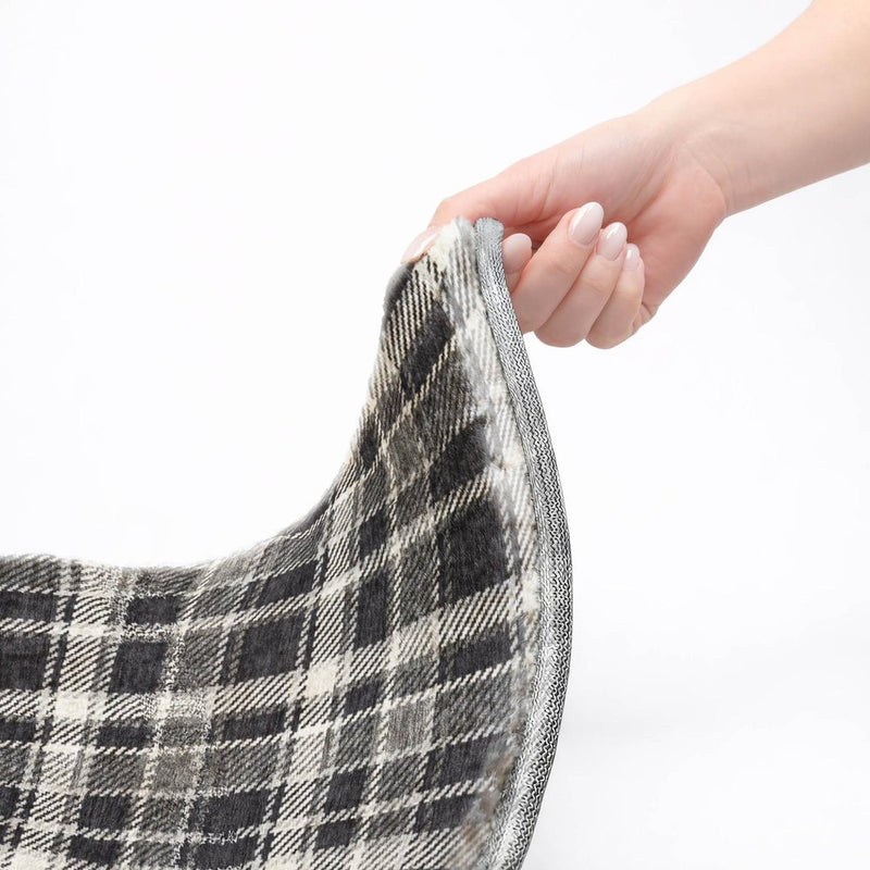 8' X 10' Black And Gray Plaid Shag Washable Area Rug With UV Protection