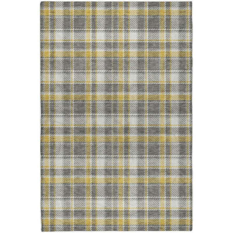 3' X 5' Gray And Ivory Plaid Shag Washable Area Rug With UV Protection