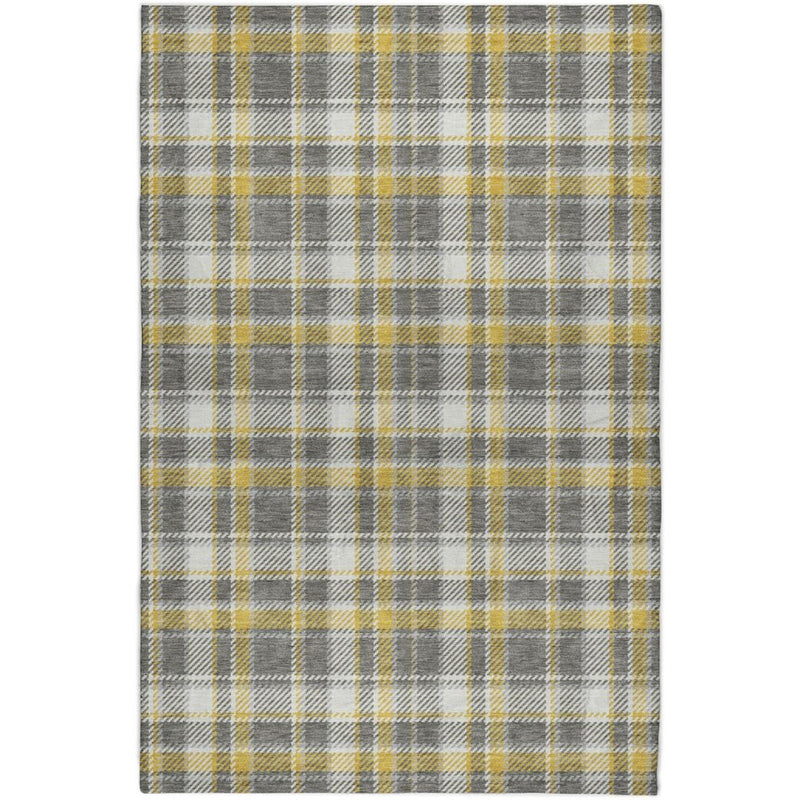 8' X 10' Gray And Ivory Plaid Shag Washable Area Rug With UV Protection