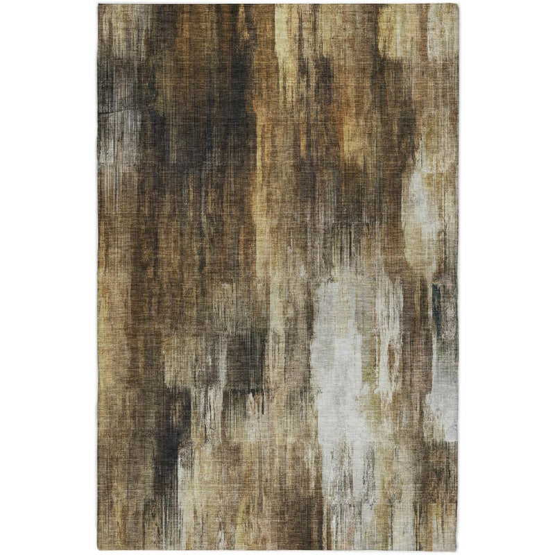 10' X 14' Chocolate And Brown Abstract Shag Washable Area Rug With UV Protection
