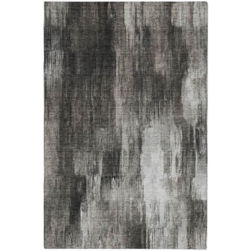 8' X 10' Gray And Black Abstract Shag Washable Area Rug With UV Protection