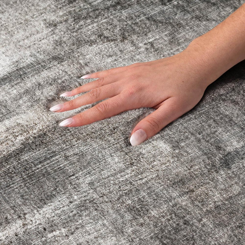 8' X 10' Gray And Black Abstract Shag Washable Area Rug With UV Protection