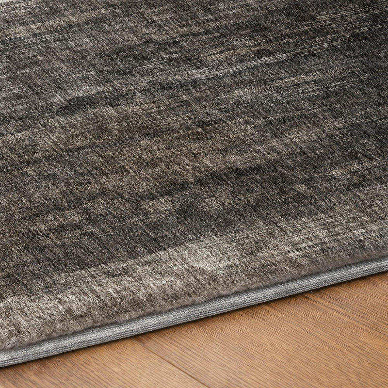9' X 12' Gray And Black Abstract Shag Washable Area Rug With UV Protection
