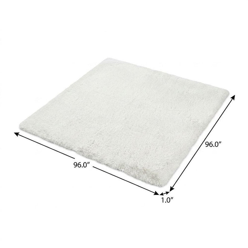 8' Taupe And Beige Abstract Shag Washable Round Rug With UV Protection