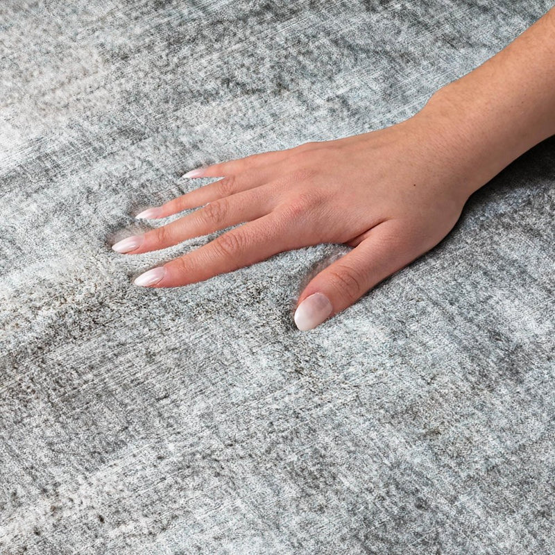 3' X 5' Teal And Ivory Abstract Shag Washable Area Rug With UV Protection