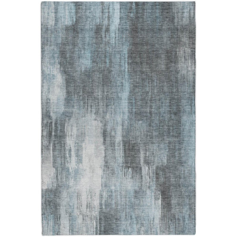 5' X 8' Teal And Ivory Abstract Shag Washable Area Rug With UV Protection