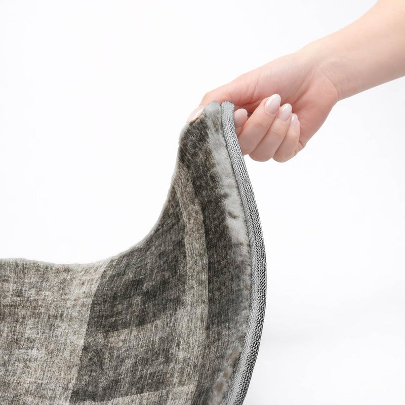 8' X 10' Gray And Silver Geometric Shag Washable Area Rug With UV Protection