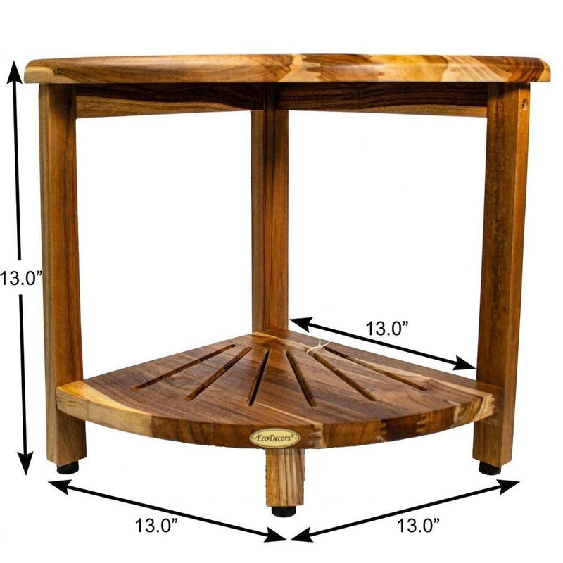 13" Brown Solid Wood Bathroom Shelves
