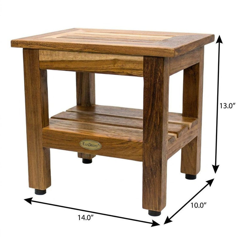14" Brown Solid Wood Bathroom Shelves