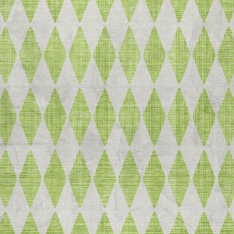 3' X 5' Lime Green And Ivory Geometric Shag Washable Area Rug With UV Protection